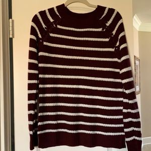 Maroon and white striped sweater